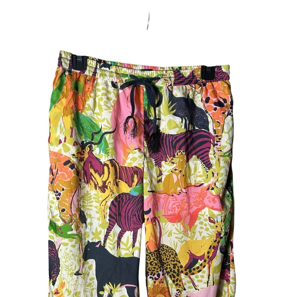 J Crew Pants Size 2 Drapey Wide Leg Ratti Safari Printed Soft Tropical‎ #QR6-5 - Picture 4 of 8